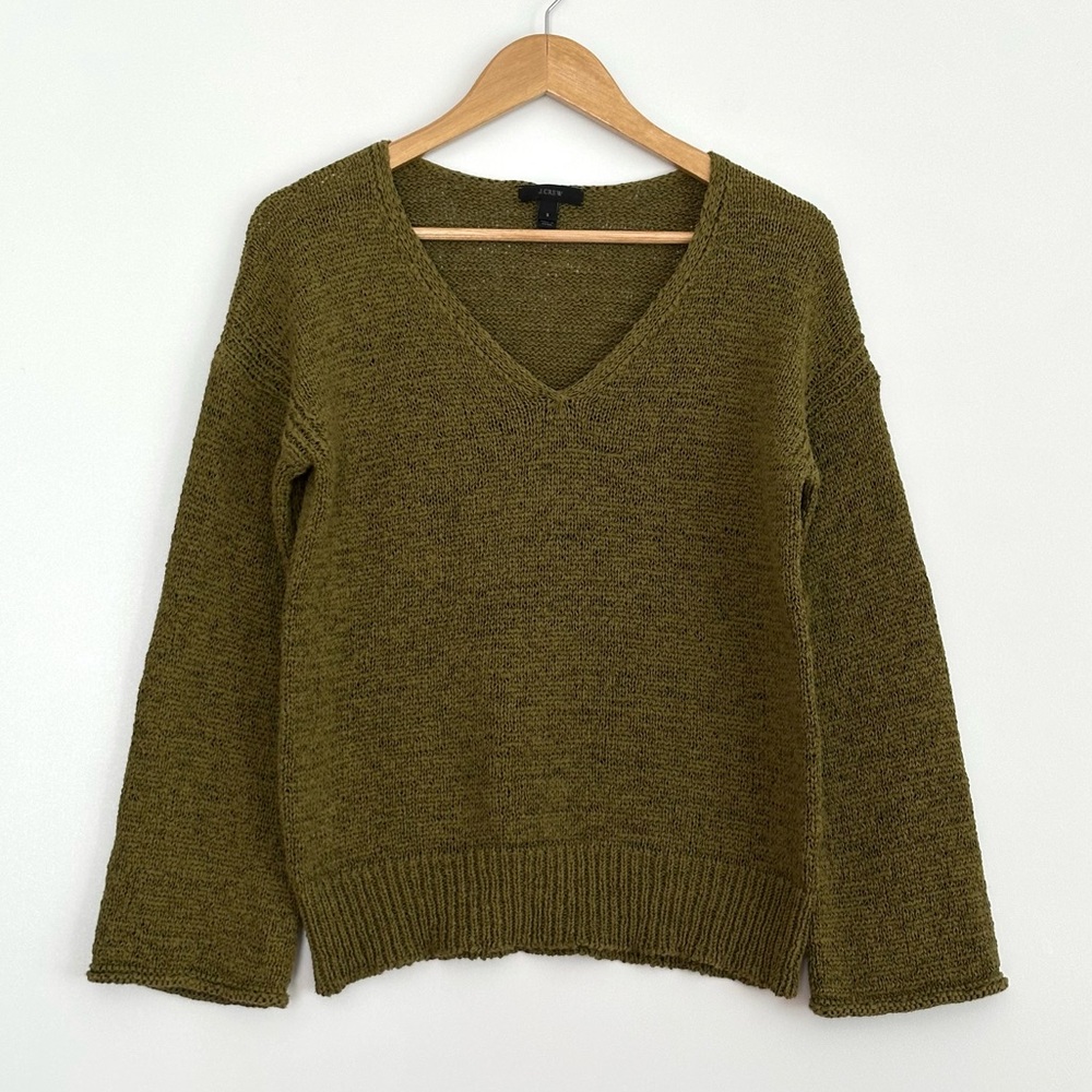 J. Crew Knit Bell Flared Sleeve V-neck Sweater - Picture 3 of 13